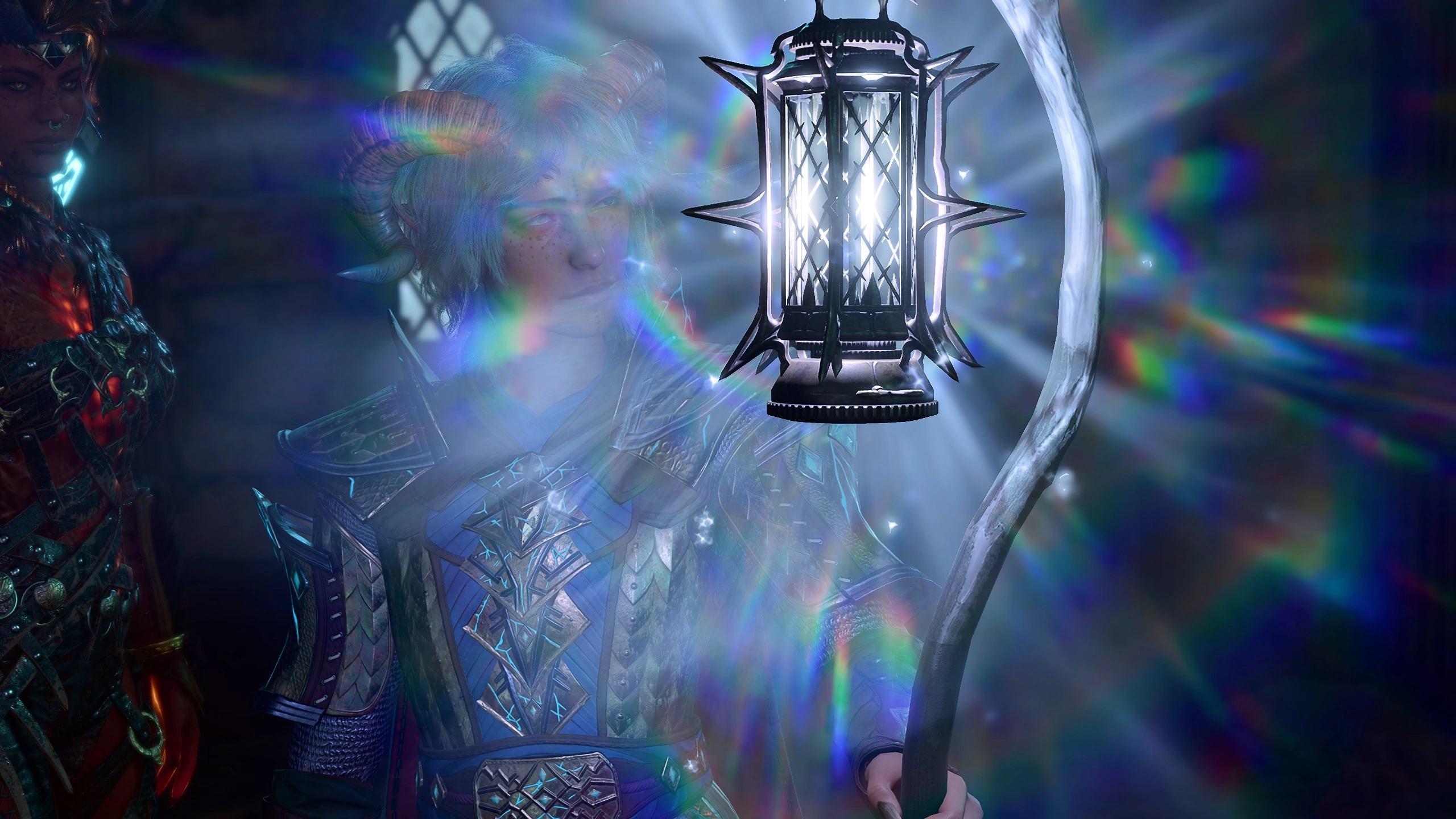 Ramie holding the Lantern that protects against the shadow curse.