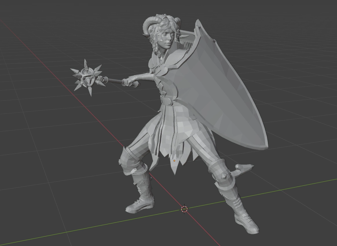 Blender Import of the raw mesh of Ramie the Tiefling.