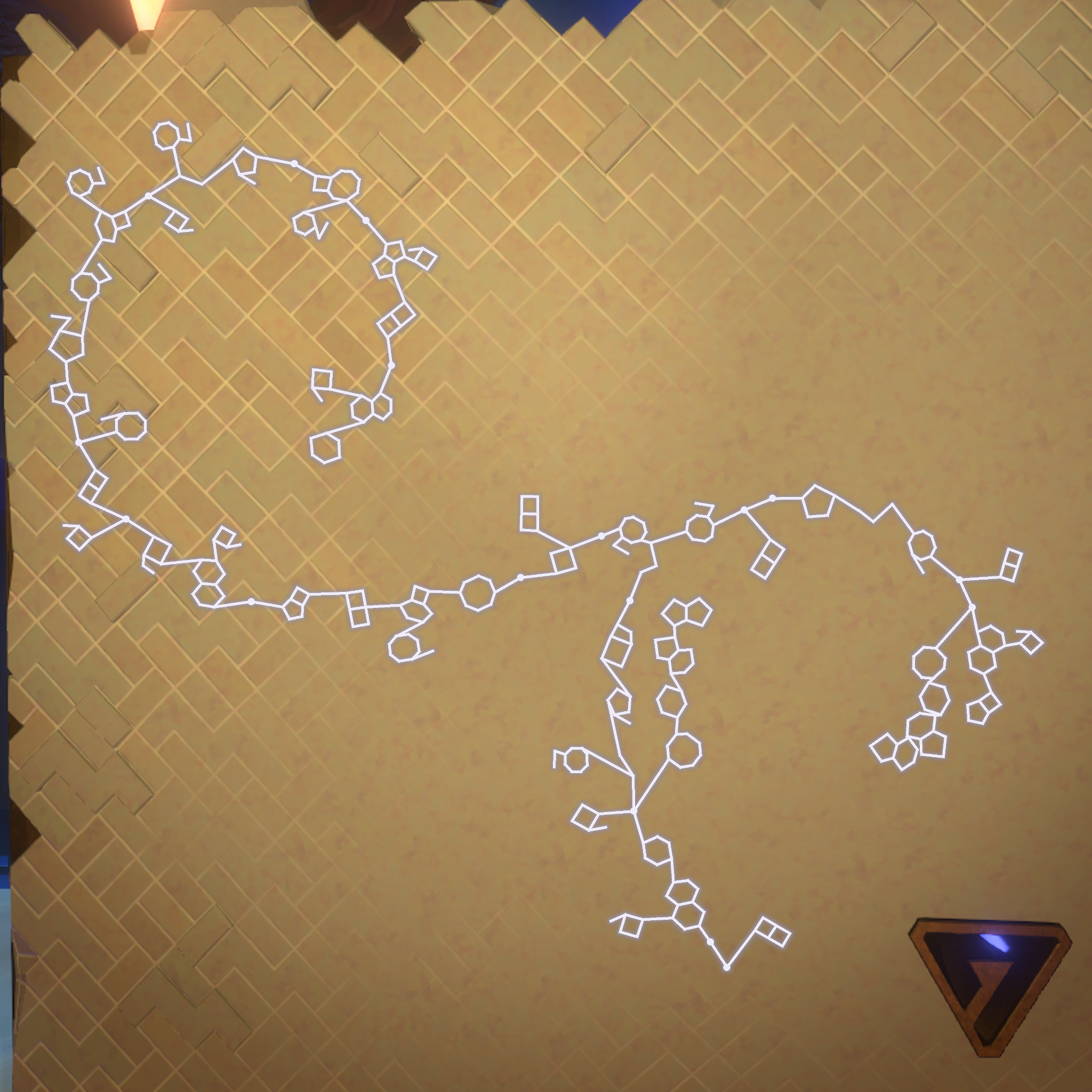 The final generated Nomai text placed onto a rocky wall background.