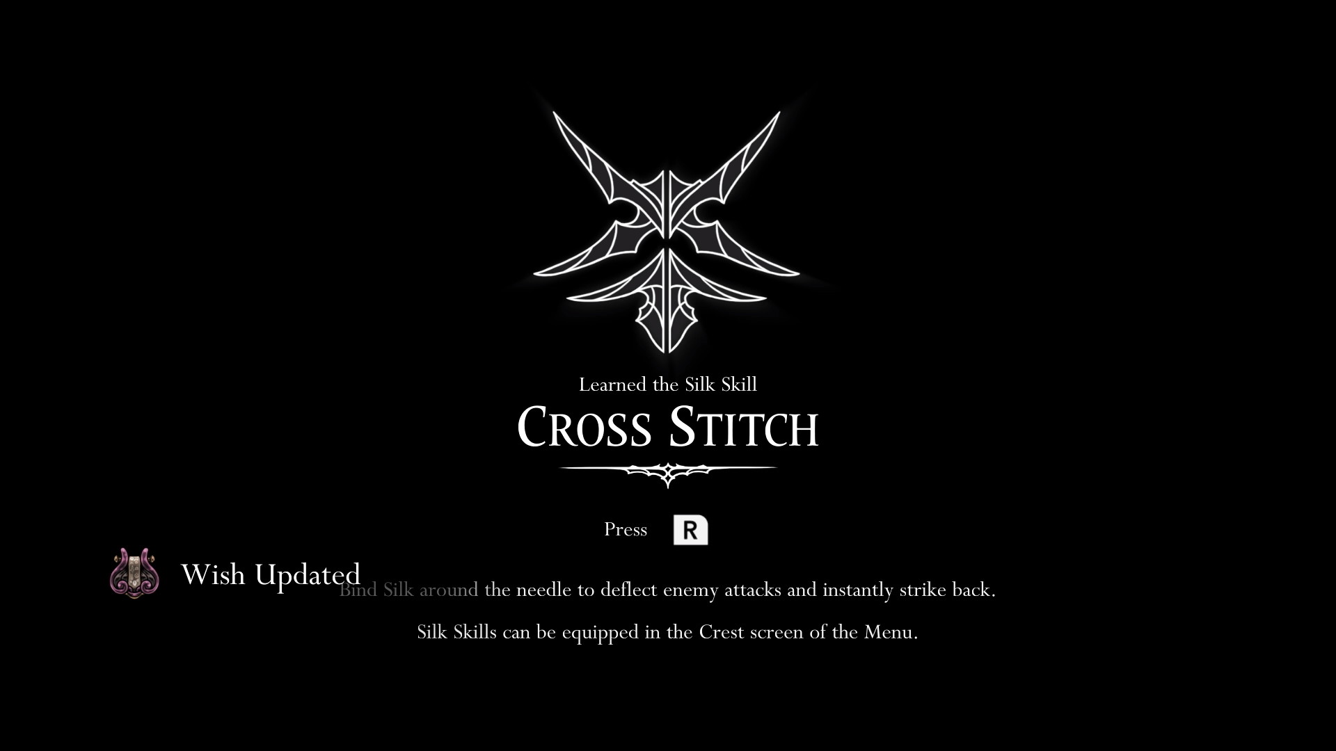 Unlocking the Cross-Stitch Silk Skill just as the hunter's journal is completed by defeating the Phantom.