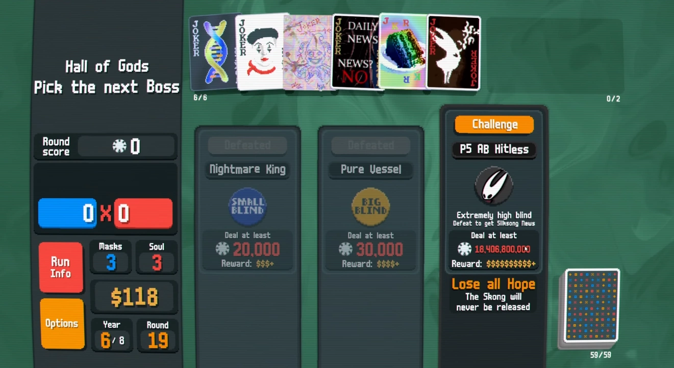 The custom Balatro mod featuring Silksong-themed Jokers used in the DSN Episode 1542 with NO News.